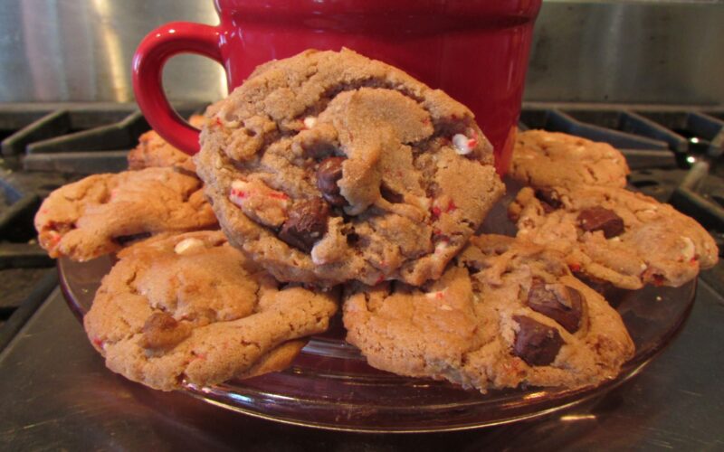 Hot Chocolate Cookies on a plate with red mug