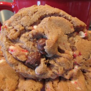 Close up of a peppermint hot chocolate cookie